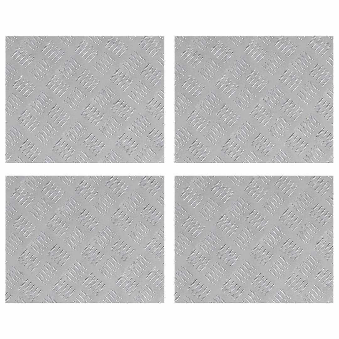 vidaXL Aluminium gerippte Treppenstufen Anti Rutsch Innentmatten | Gebürstetes Silber Set aus 4 rech