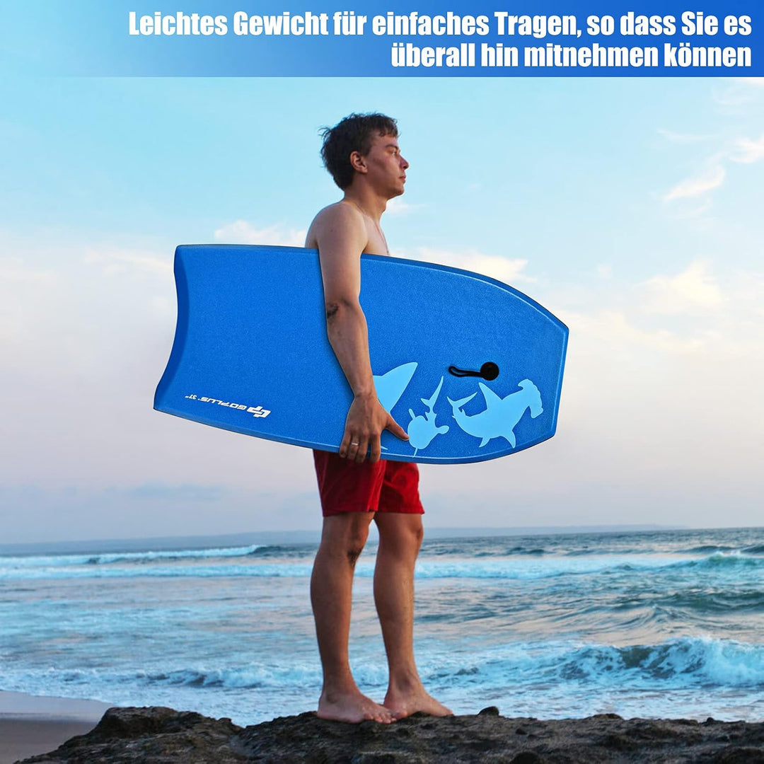 RELAX4LIFE Schwimmbrett tragbar, Schwimmboard mit Halteleine, Rutschfestes Surfbrett für Kinder &amp; Er