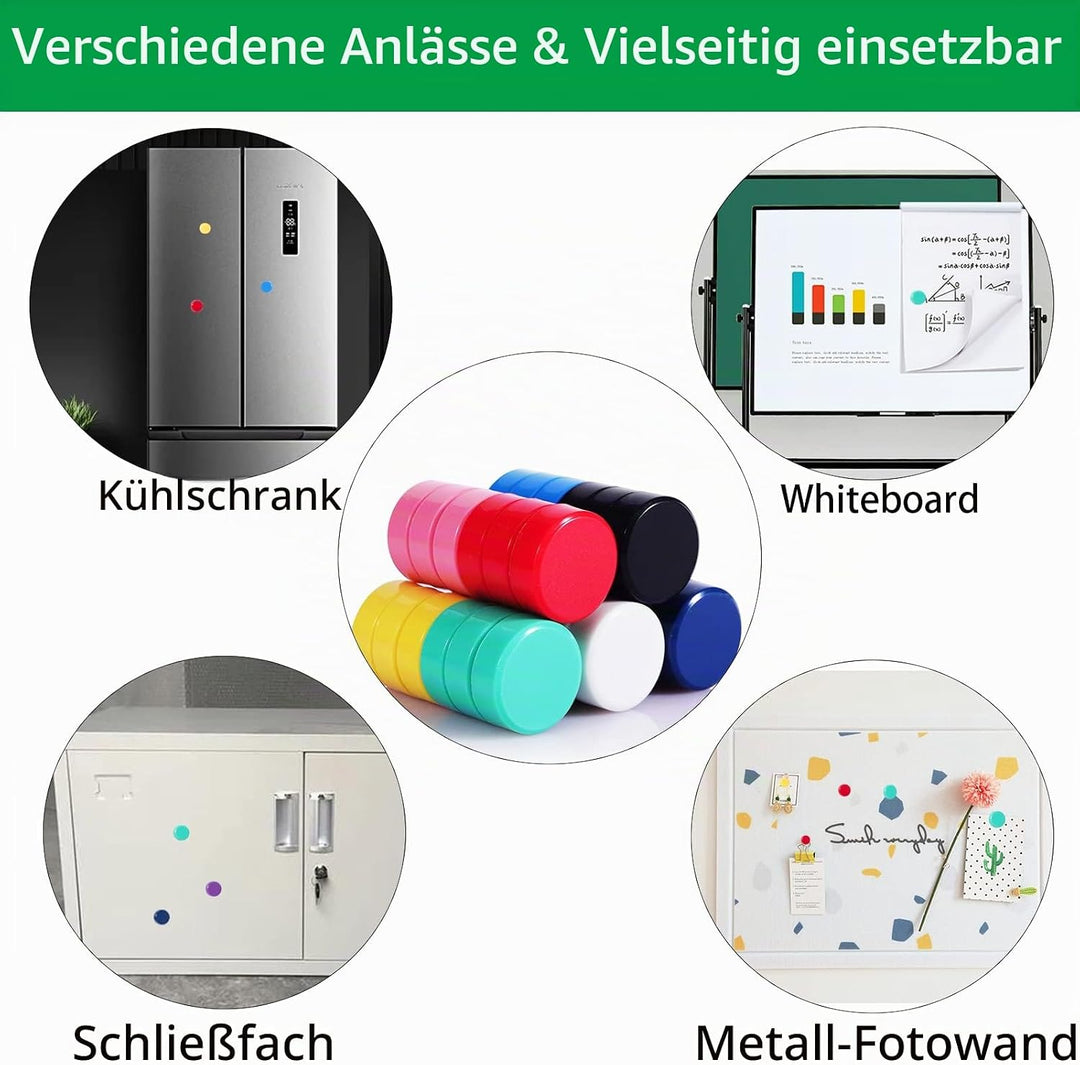 PYJLBX Magnete für Magnettafel,100 Stück 10 Farben Magnet Kühlschrankmagnete, Magnete Stark Magnete