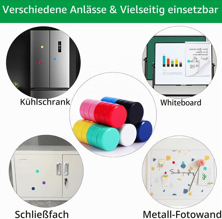 PYJLBX Magnete für Magnettafel,100 Stück 10 Farben Magnet Kühlschrankmagnete, Magnete Stark Magnete