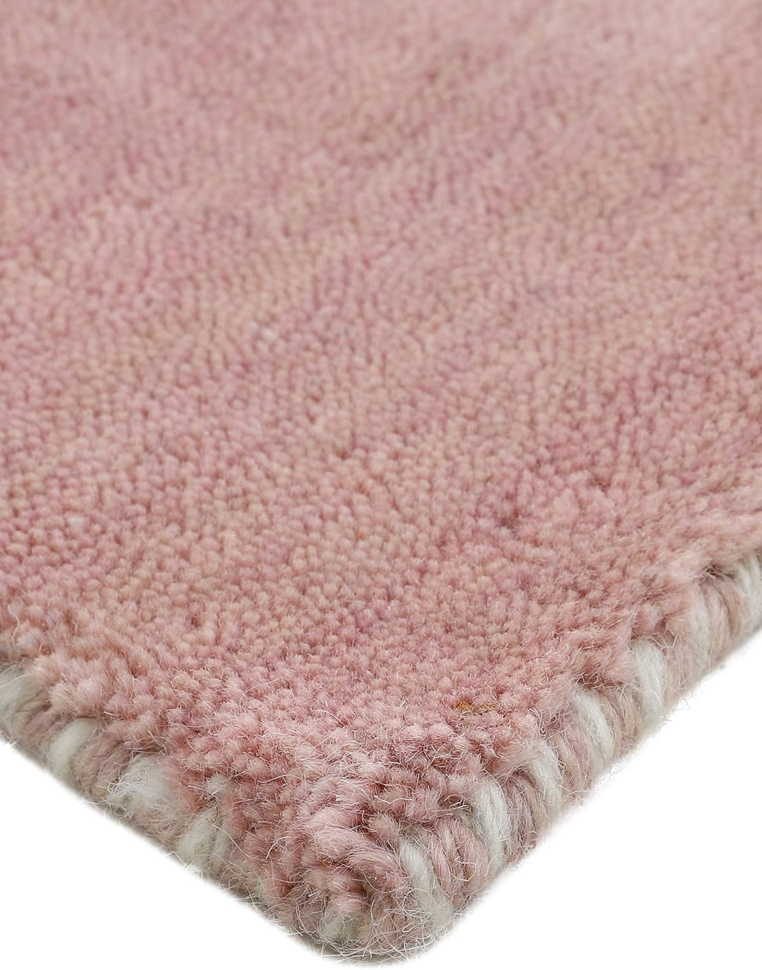 carpetfine Wollteppich Gabbeh Uni Rosa 60x90 cm | Moderner Teppich für Wohn- und Schlafzimmer 60x90