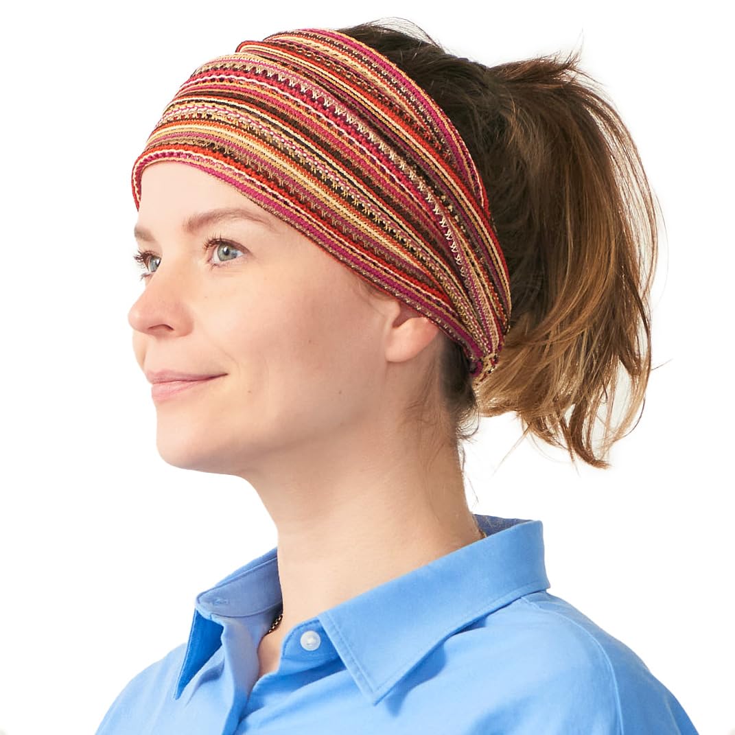 Breites Sommer-Stirnband für Damen & Herren, Leichtes Mesh Bandana, Häkel-Haarband Hipster Strick, A