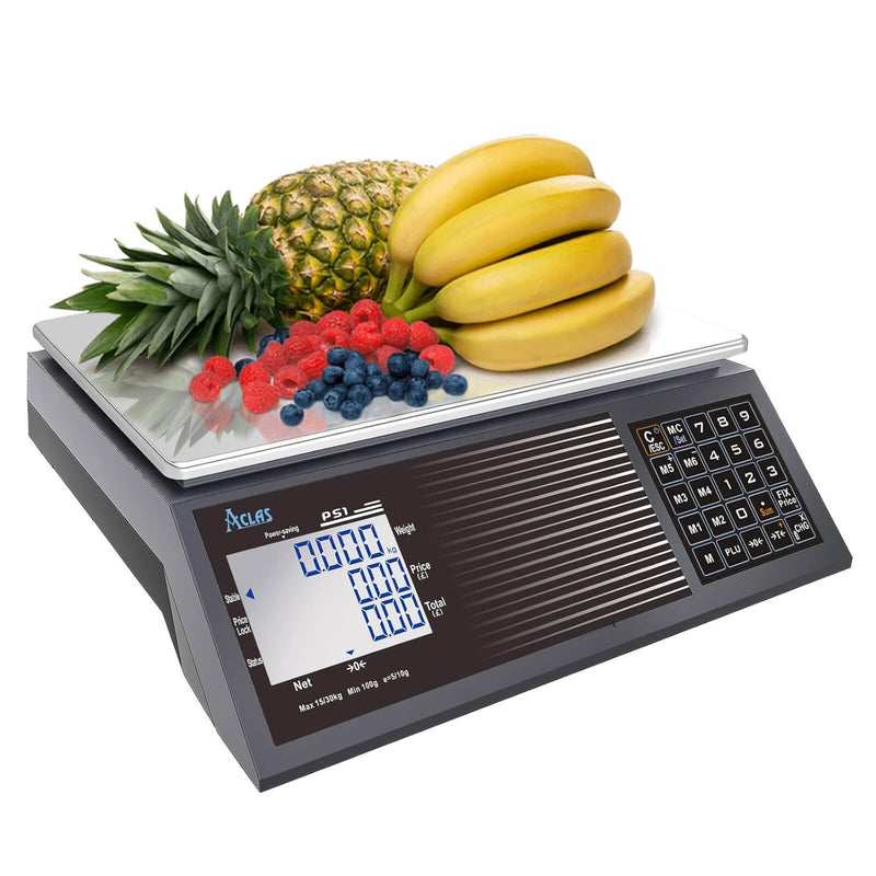 "ACLAS Marktwaage Waage 30Kg 10g Kontrollwaage Geeichte Ladenwaage - mit Dual LCD-Display Industrie