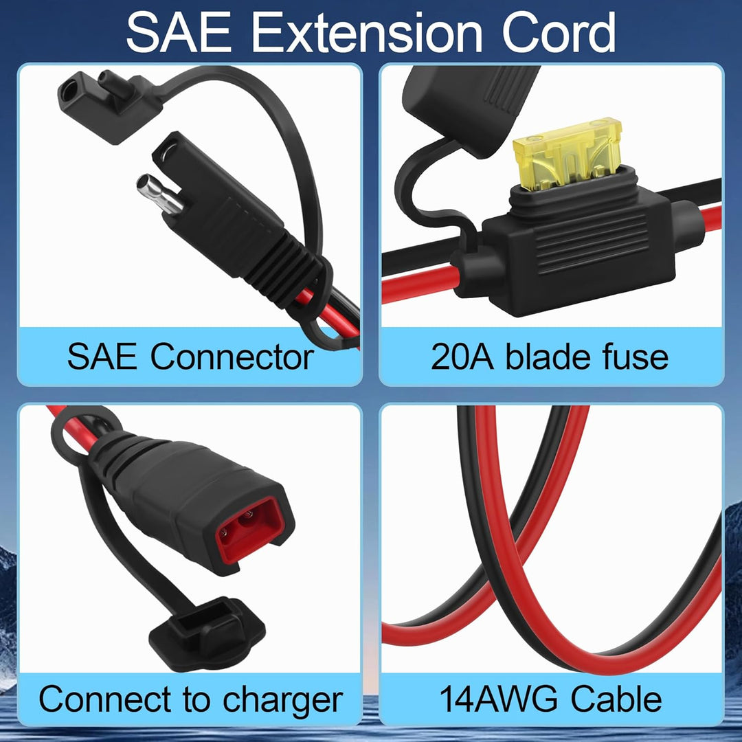 SAE-Verlängerungskabel,Akku-Ladegerät,SAE-Kabel für Genius Smart Ladegeräte,20A Sicherung,wasserdich