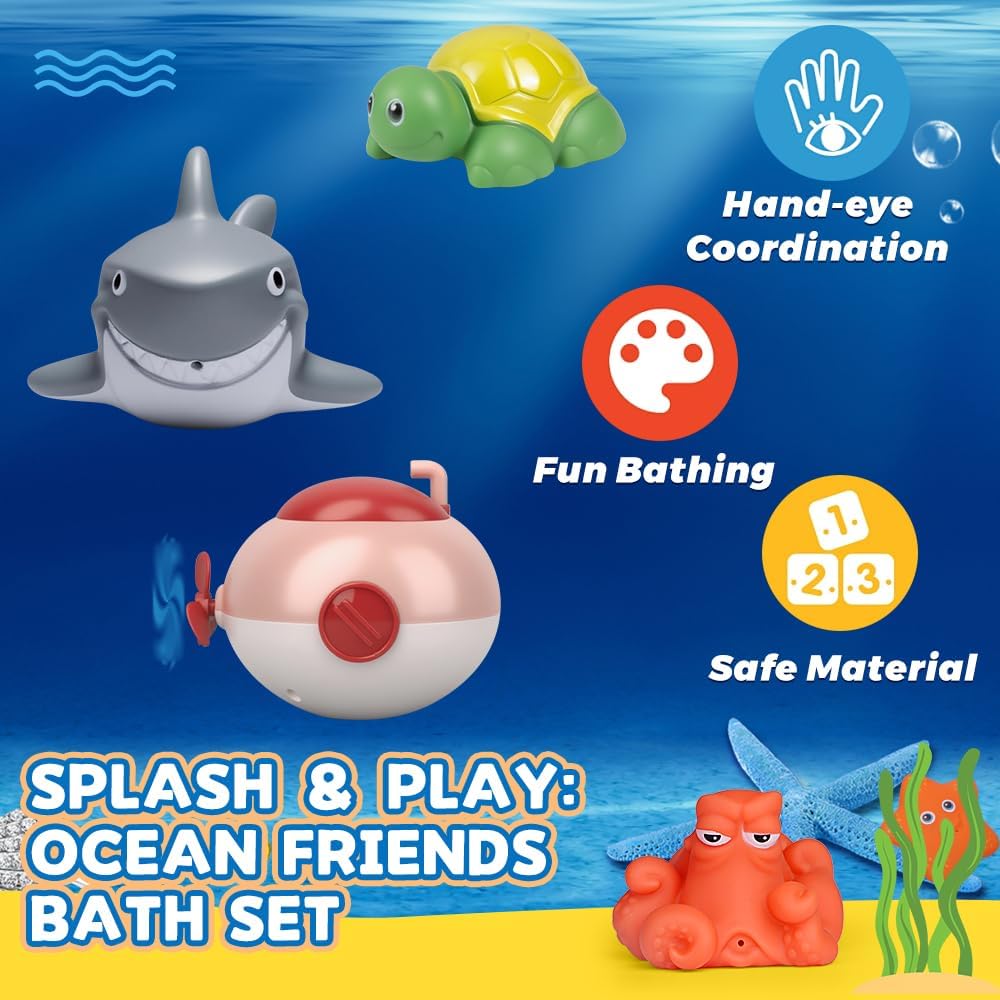 10 Stück Schimmelresistentes Badespielzeug Baby Set, Quetschbare Wasserspielzeug Kinder Badewannensp