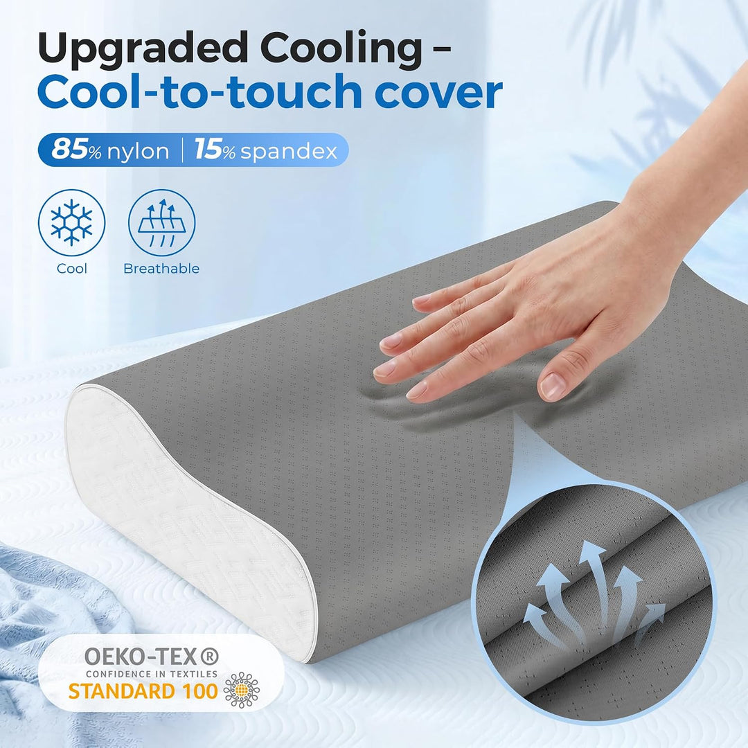 Elviros Memory Foam Kissen, Verstellbares Ergonomisches Kopfkissen gegen Nackenschmerzen, Nackenstüt