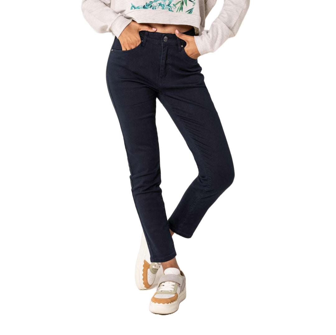 Nina Carter P210 Damen Mom Jeans High Waist Jeanshosen Used-Look Stretchjeans XS Navyblau (P210-3),