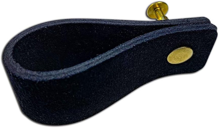 Brute Strength - Ledergriffe für Möbel - Wildleder - Schwarz - 6 Stück - 16,5 x 2,5 cm - Schrankgrif