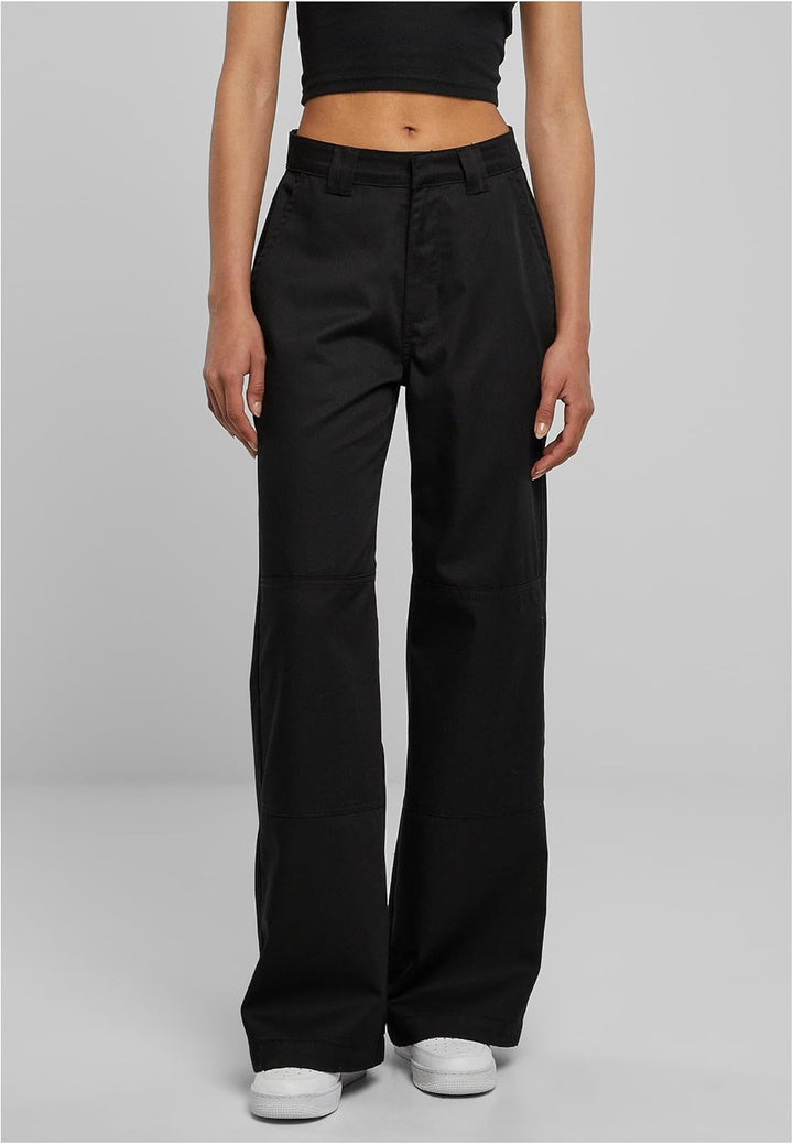 Urban Classics Damen Ladies Straight Leg Workwear Pants Hose 28 Schwarz, 28 Schwarz
