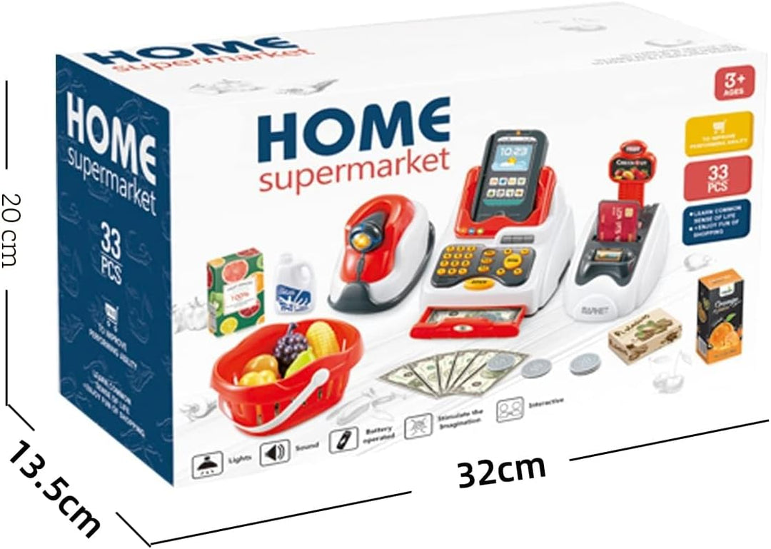 Registrierkasse SpielzeugRollenspiel Kinderkasse mit Scanner Kartenautomat Spielzeug Lebensmittel Fr