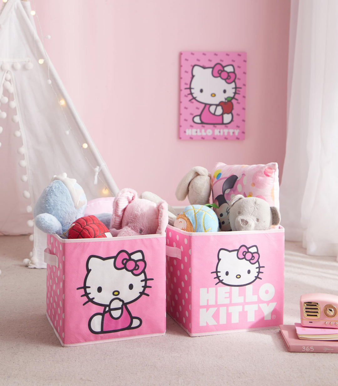 Idea Nuova Hello Kitty Aufbewahrungswürfel mit Griffen, 25,4 x 25,4 x 25,4 cm, 2 Stück, Hello Kitty