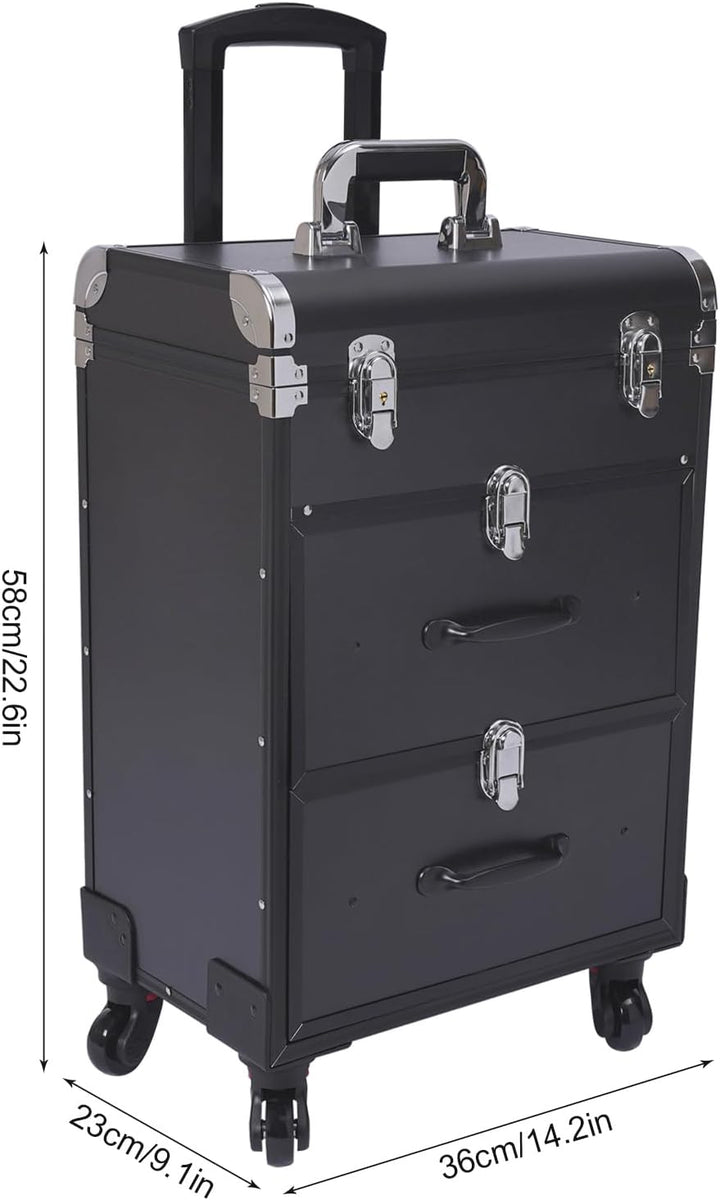 Kosmetikkoffer Trolley, Kosmetikkoffer Schminkkoffer mit 4 Rollen, Friseurkoffer Rollkoffer mit 2 Sc