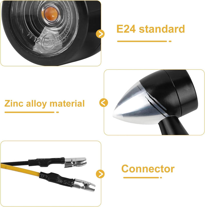 EXLECO 4 x LED Motorrad Blinker DC 12V Metall Mini Blinker IP65 Wasserdicht M8 Universal LED Blinker