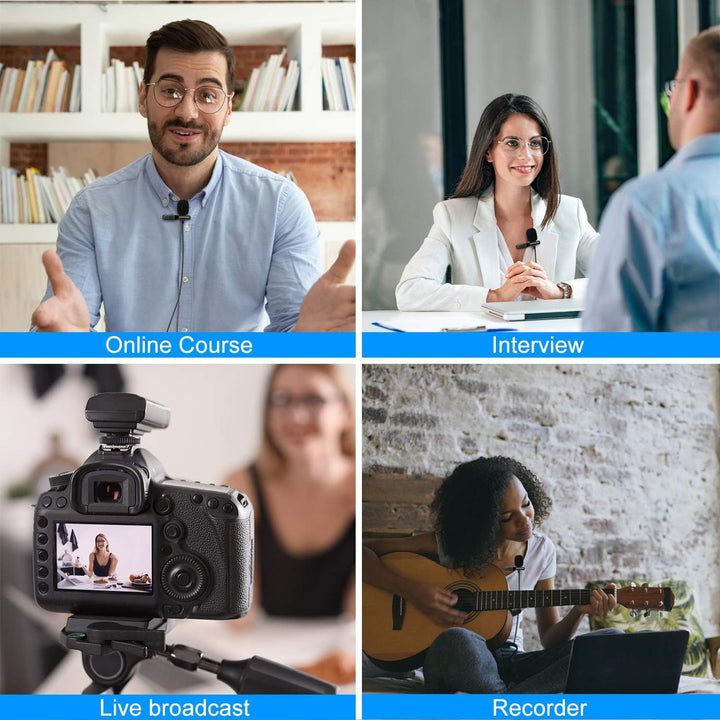 Kalawen Lavalier Mikrofon 2 Omnidirectional Kondensator Lapel Mic für 3,5mm Android Smartphone iPhon