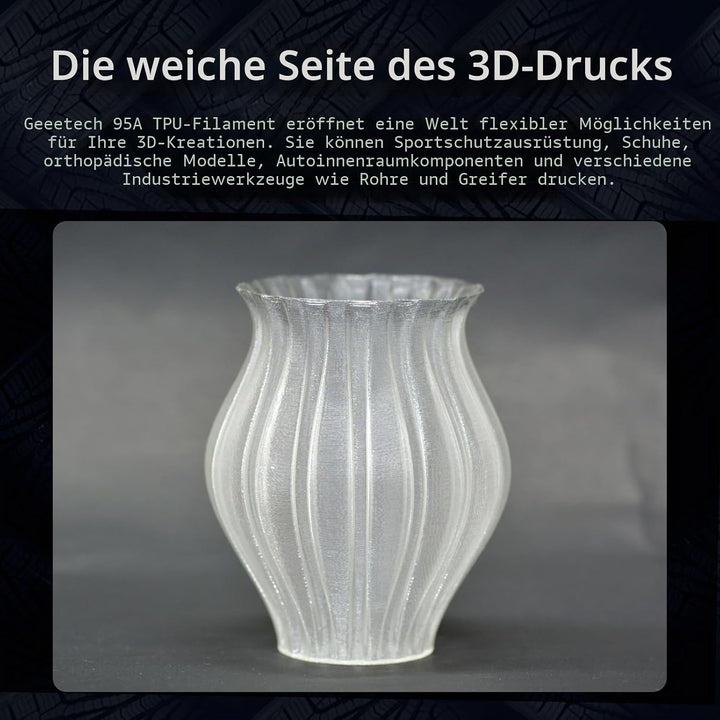 GEEETECH TPU filament 1.75mm Transparent Blau, Flexible 3D Drucker Filament 500g 1 Spool, Transparen