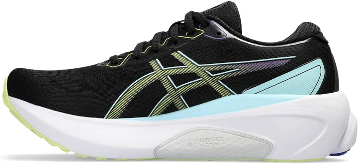 ASICS Kayano 30 Mann Laufschuhe Blau Weiss 38 EU Black Glow Yellow, 38 EU Black Glow Yellow