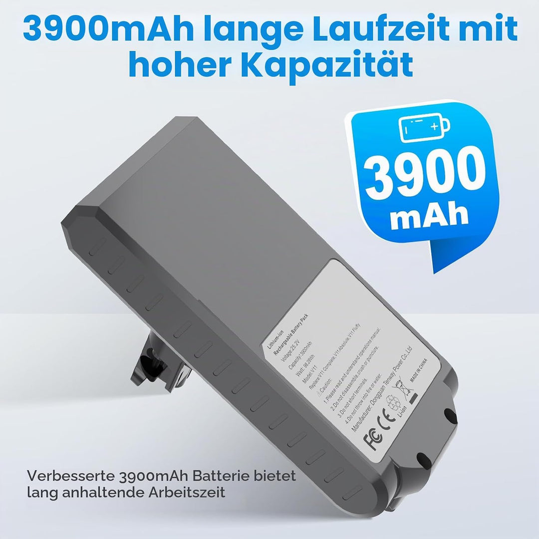LabTEC V11 Li-ion Ersatzakku für Dyson V11 (Screw in Type), 25.2V 3900mAh Akku für Dyson SV14 Absolu