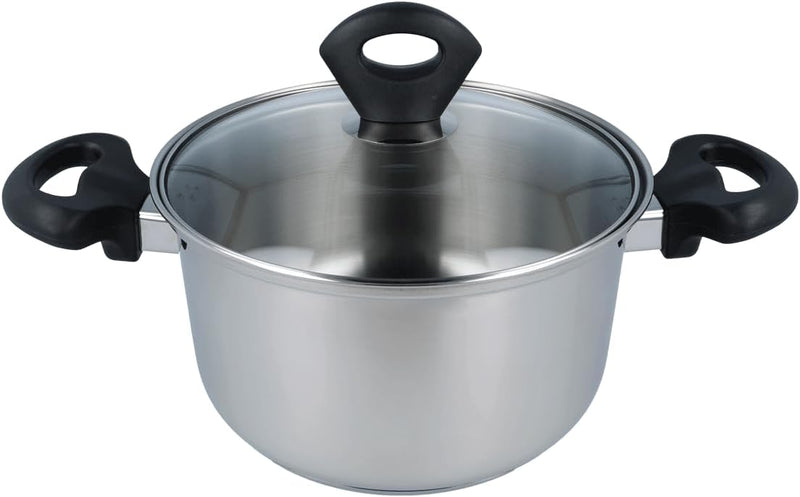 EUROHOME Bratentopf mit Glasdeckel und induktionsgeeignet - Kochtopf Edelstahl Ø20 cm - Hochwertiger