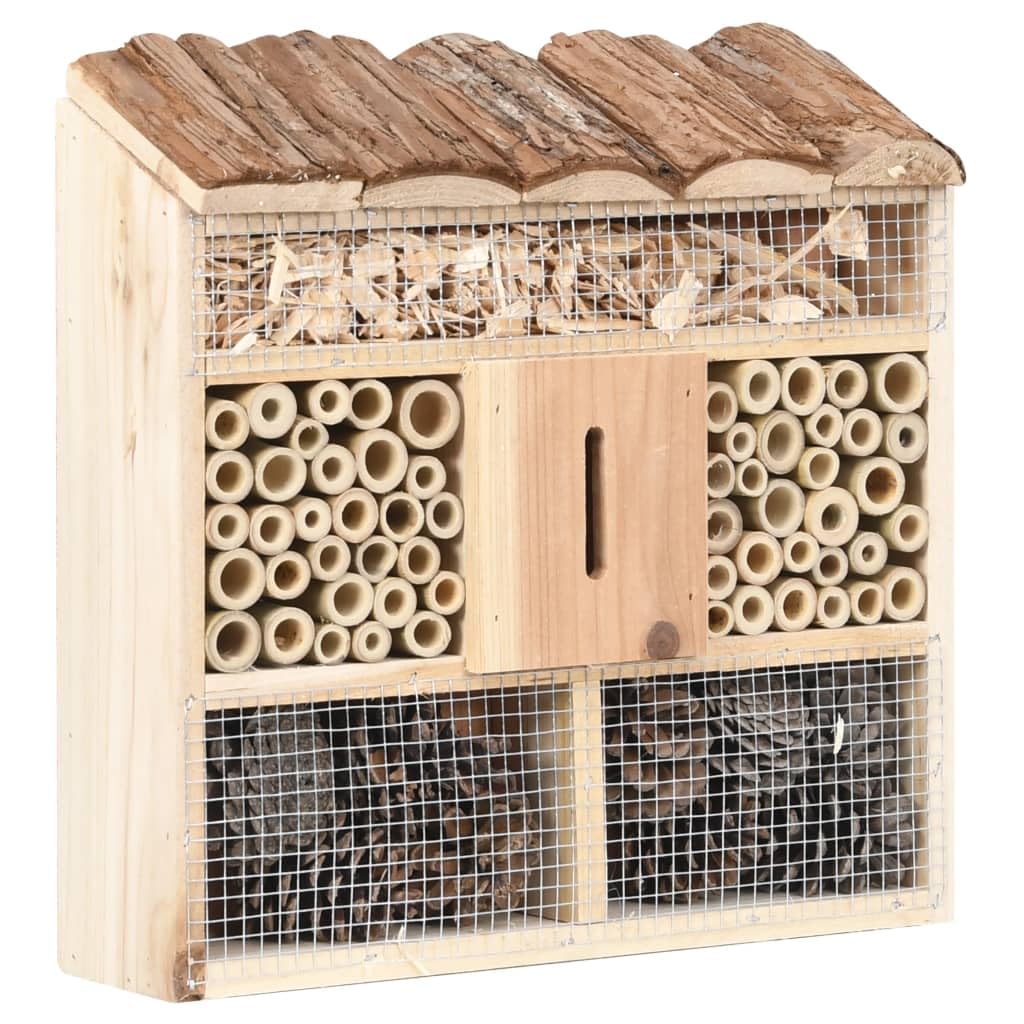 Insektenhotel 30x10x30 cm aus Tannenholz als Nisthilfe für Bienen, Käfer und Schmetterlinge Braun 1,