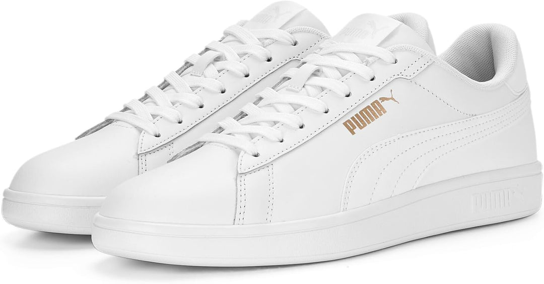 PUMA Unisex Kinder Smash 3.0 L Sneaker 36 EU Puma White Puma White Puma Gold, 36 EU Puma White Puma