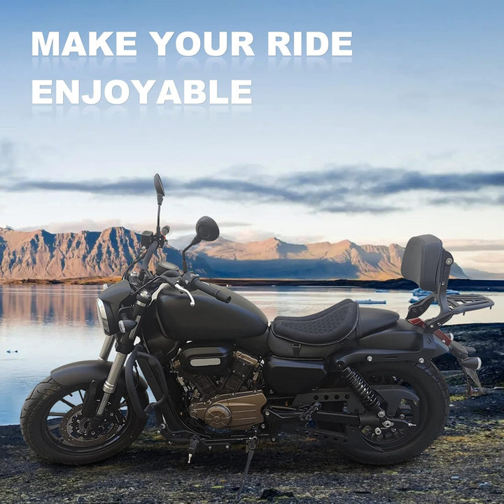 SKYJDM Faltbares Motorrad-Gel-Sitzkissen, grosse 3D-Wabenstruktur, Stossdämpfung und atmungsaktives