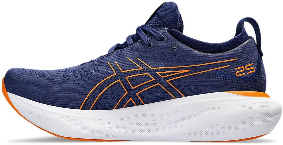 ASICS Nimbus 25 Strassenlaufschuhe für Männer Grün Fluoreszierend 42.5 EU Blauorange, 42.5 EU Blauor