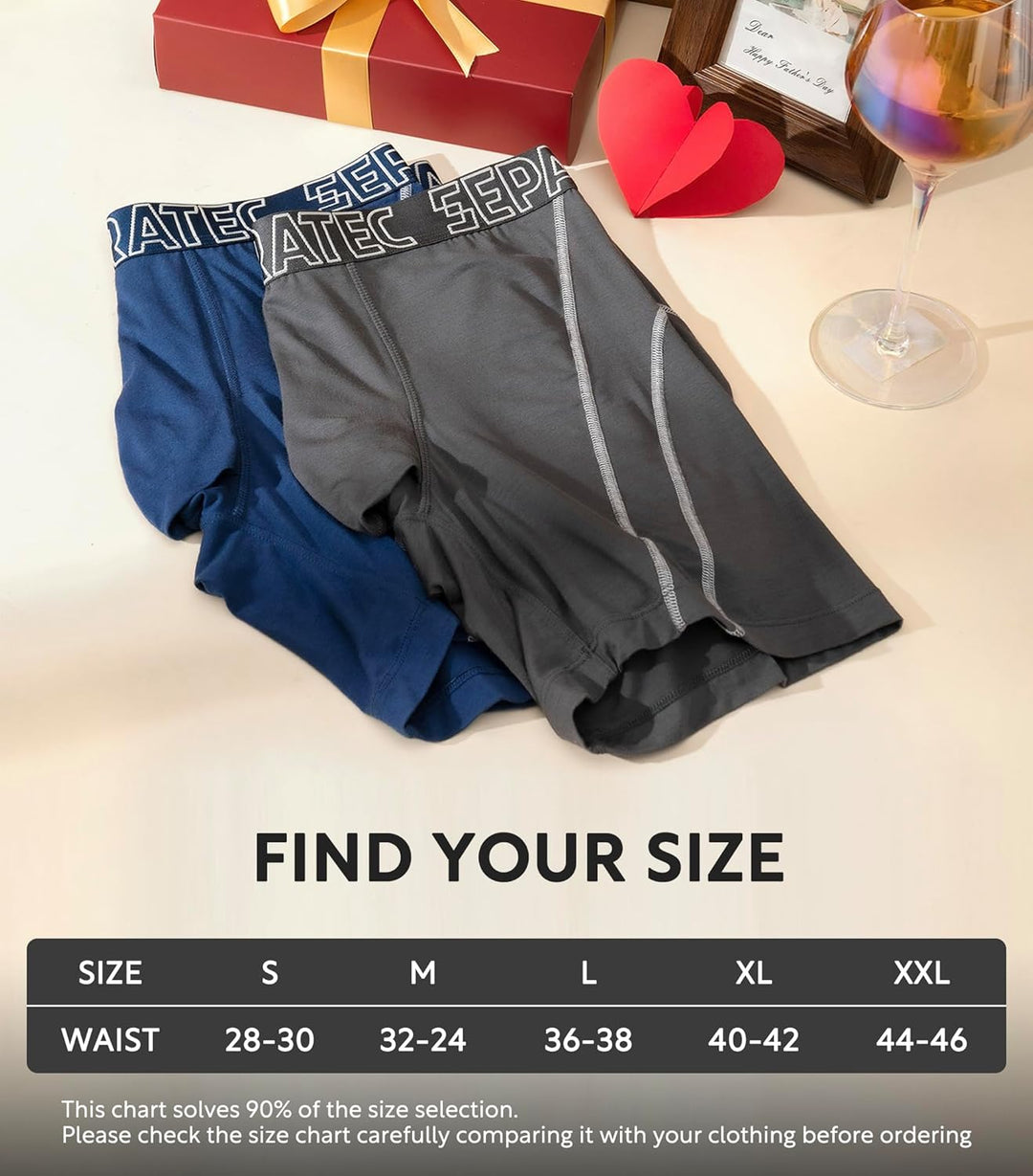 Separatec Herren Boxershorts Glattes Bambus Rayon mit getrennten Beuteln Unterwäsche 3er Pack Boxers