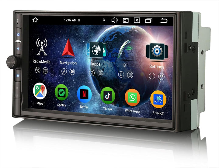 Erisin 8-Kern 8GB+128GB Doppel Din Android 14 Autoradio Bluetooth mit GPS Navigation 7 Zoll IPS Touc