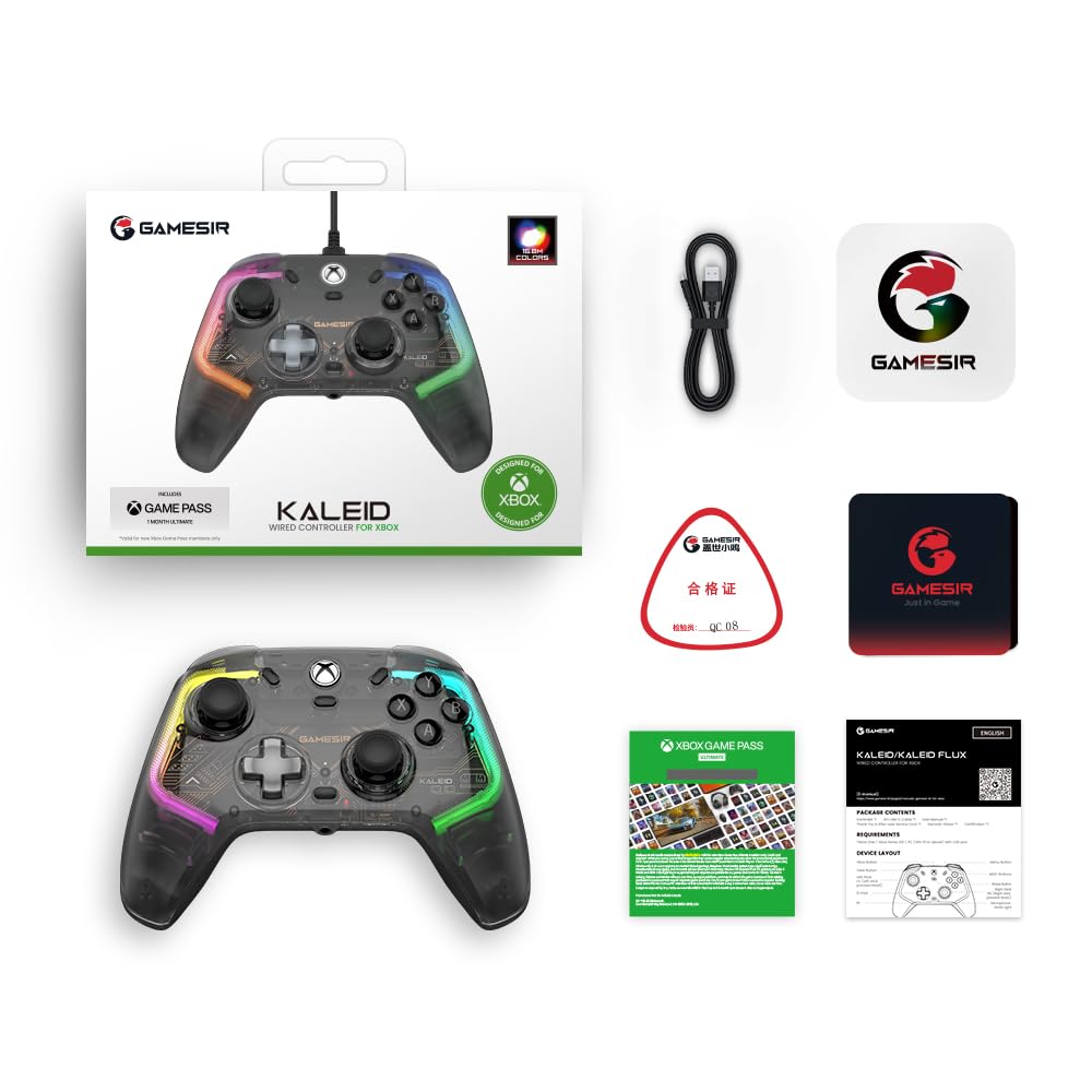 GameSir Kaleid Transparent Wired Gaming Controller für Xbox Series X|S, Xbox One & Windows 10/11, Pl