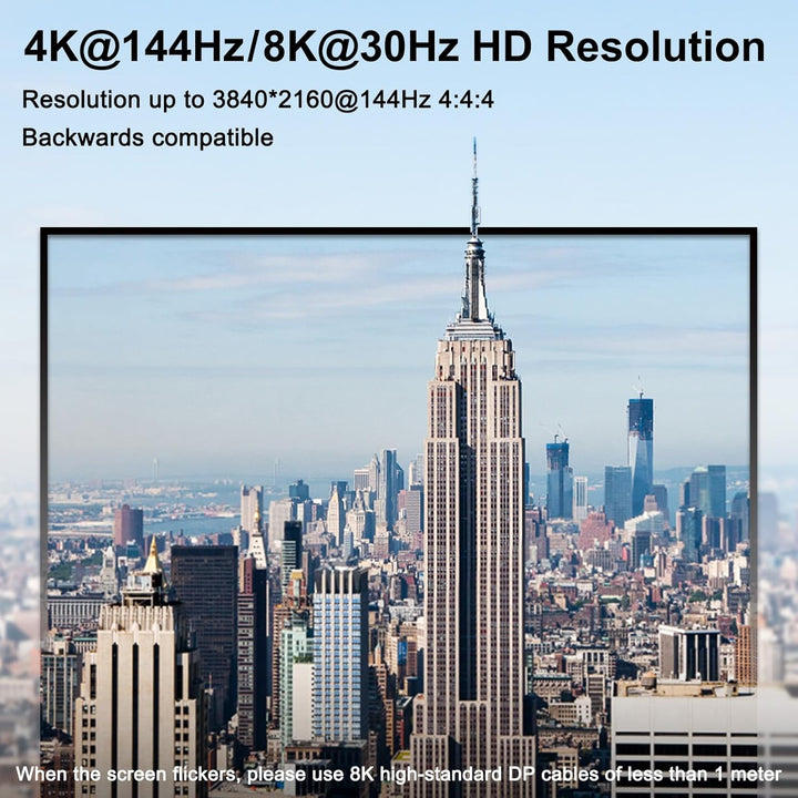 KVM Switch 4 PC 2 Monitore Displayport, USB 3.0 KVM Switch 4 PC 2 Monitore 4K@144Hz teilen sich Tast