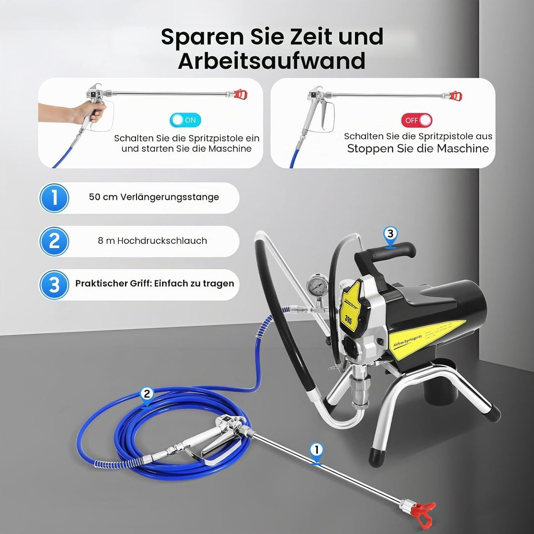 Airless Farbsprühgerät 3000PSI 2200W 23 Mpa Airless Spritzgerät Lackiergerät Airless Painter Sprayer