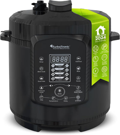 TurboTronic Druckkochtopf 6L mit 2x Topf Edelstahltopf und beschichtet, Dampfgarer, Multikocher, ele