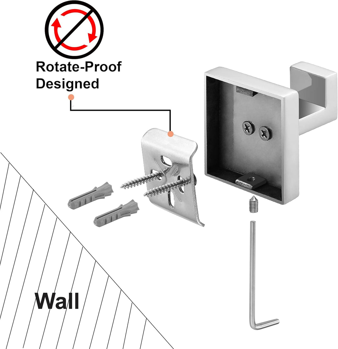 Nolimas Badetuchhaken SUS 304 Edelstahl, quadratisch, für Kleidung, Handtuch, Mantel, Kleiderhaken,