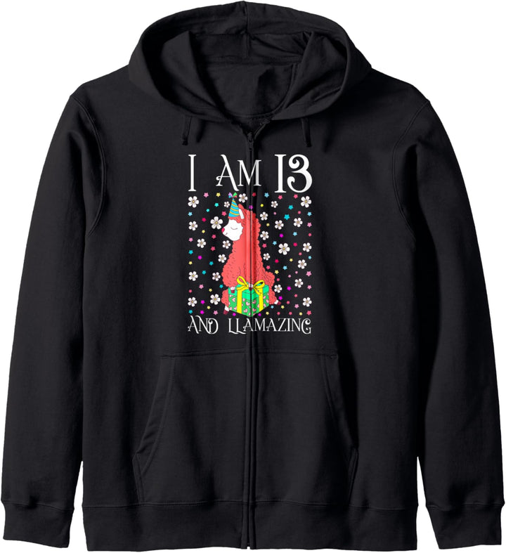 Kids I'm 13 Llamazing Gift Girl Llama Happy 13th Birthday Kapuzenjacke