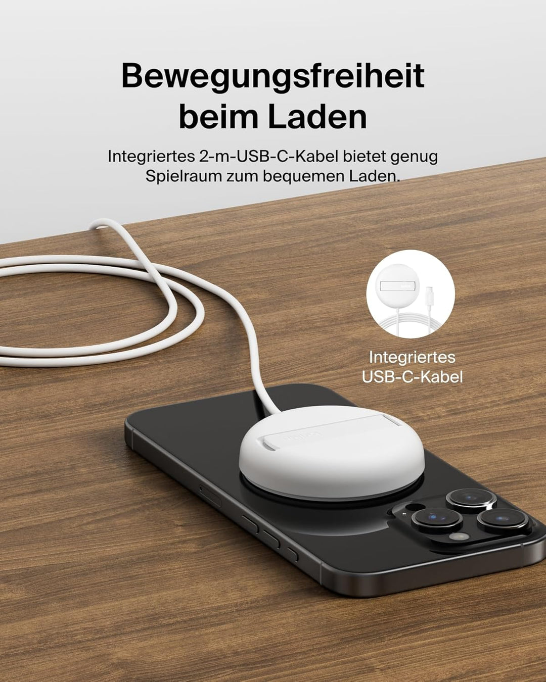Belkin Magnetisches Kabelloses Ladegerät (15W) mit Ständer – zertifiziertes MagSafe Ladegerät, Qi2 L