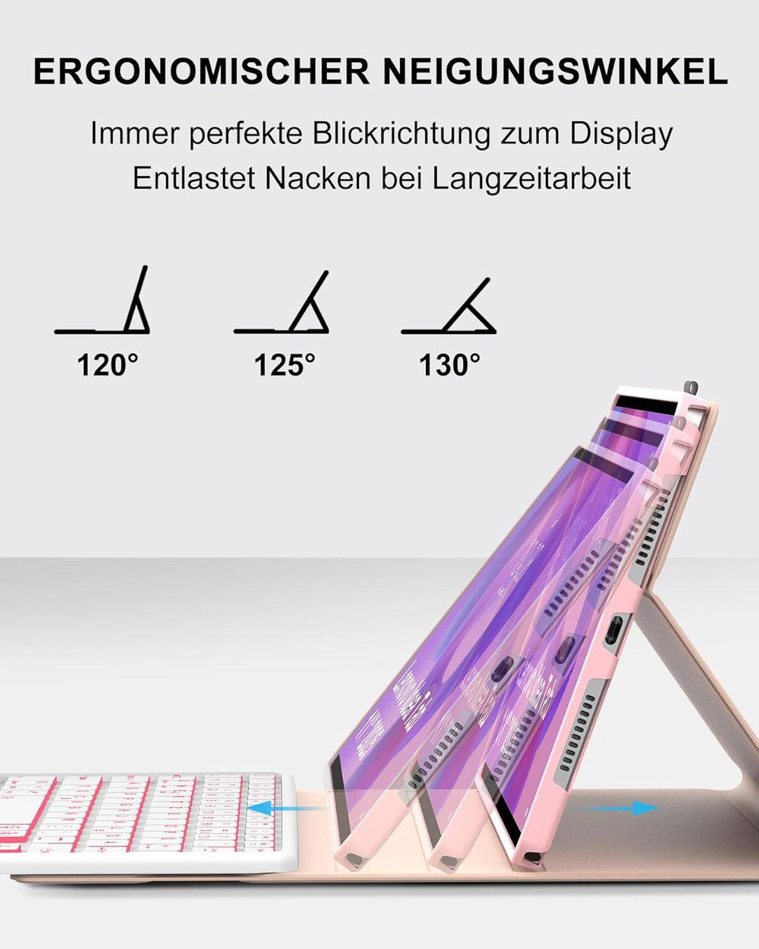 11 Zoll Bluetooth Tastatur Hülle für Lenovo Idea Tab 11, Deutsch QWERTZ mit 7-Farben Licht und Touch