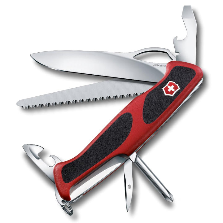 Victorinox Taschenmesser Ranger Grip 78 (12 Funktionen, Einhand-Feststellklinge) rot/schwarz Single,