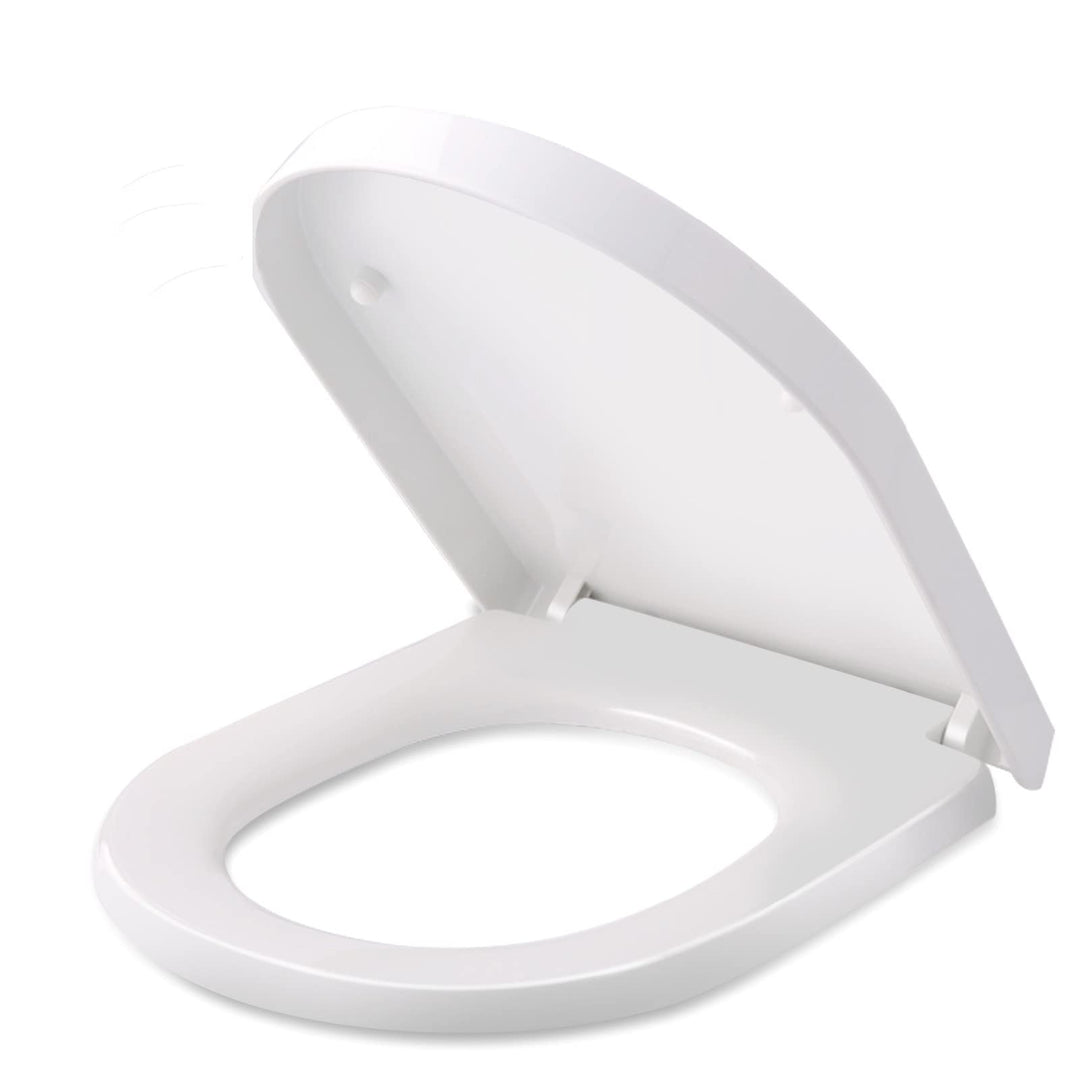 Himimi Toilettendeckel, WC Sitz mit Absenkautomatik, Toilettensitz D-Form mit Einstellbares Edelstah