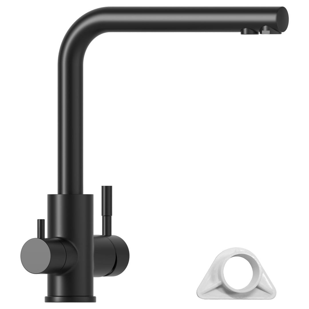 APPASO 3 Wege Wasserhahn Schwarz, Küchenarmatur 3 wege 360° Drehbar, 3 in 1 Mischbatterie Küche für
