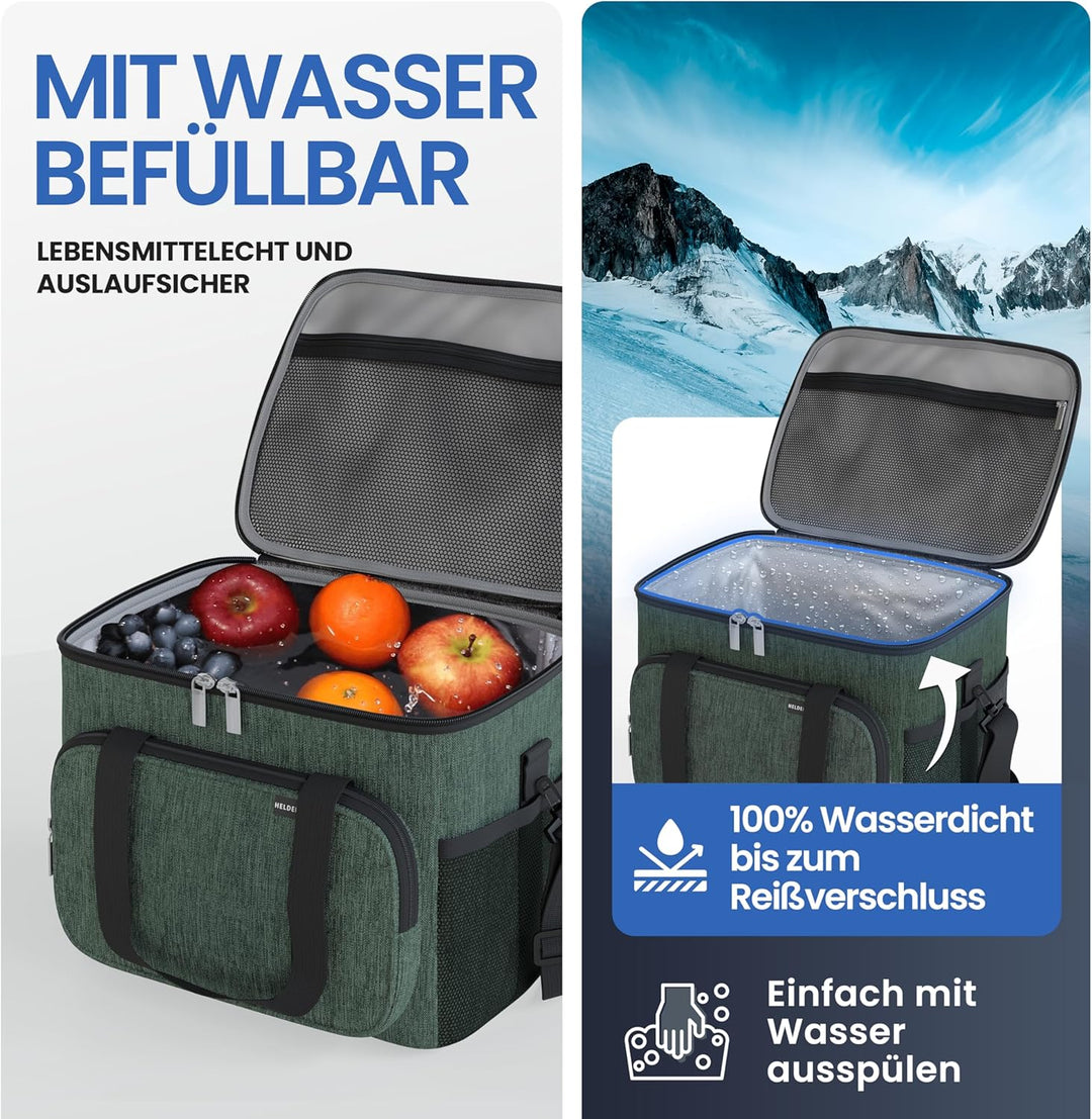 HELDENWERK Kühltasche klein & faltbar 10L, Isolierte Thermo Lunchtasche für Essen & Getränke, wasser