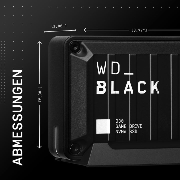 WD_BLACK D30 Game Drive SSD 500 GB (Übertragung mit 900 MB/s, USB Typ-C zu Typ-A Kabel) kompatibel m
