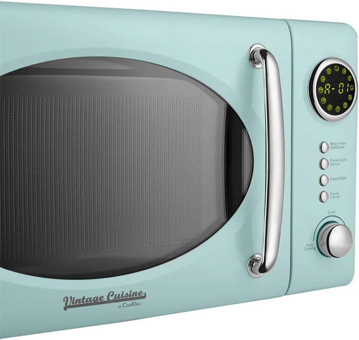 Vintage Cuisine Retro-Mikrowelle mit Display, 700W, 16L, Grillfunktion, Abtaufunktion, Metall, Glas-