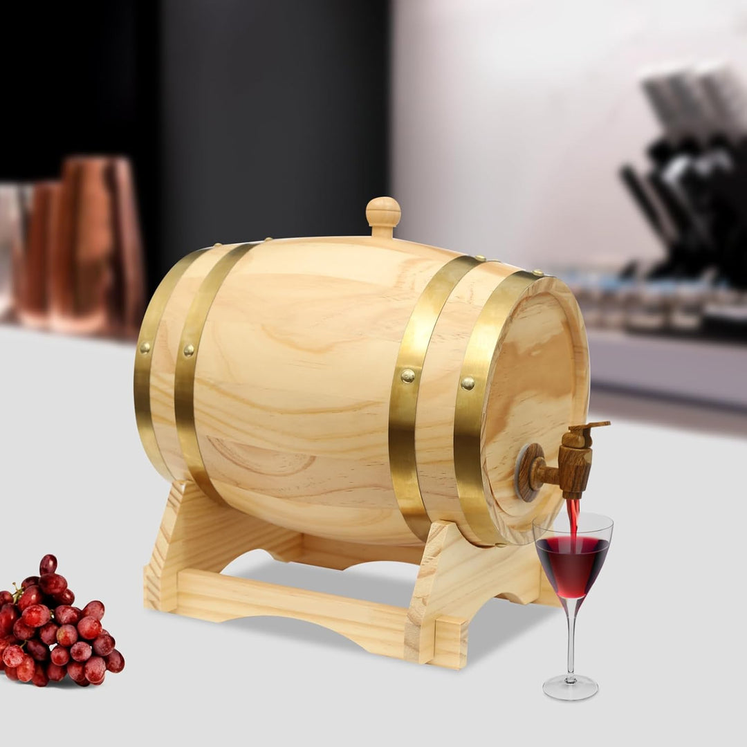 MINRS Holzfass Klein Eichenfass 5L Whiskyfass aus Holz Eichenweinfass Whiskyfass mit Bock & Zapfhahn