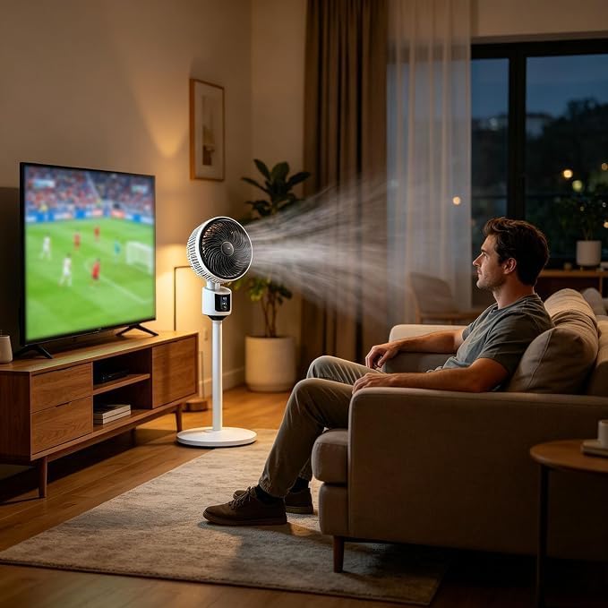Standventilator für Schlafzimmer Upgraded Raumluftzirkulator Leise | Für den Innenbereich Schwarz, S