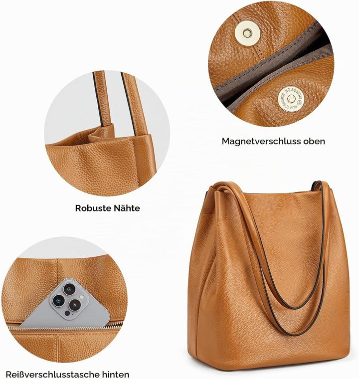 Kattee Damen weiche Echtleder Totes Umhängetasche Geldbörsen und Handtaschen mit oberem Magnetversch