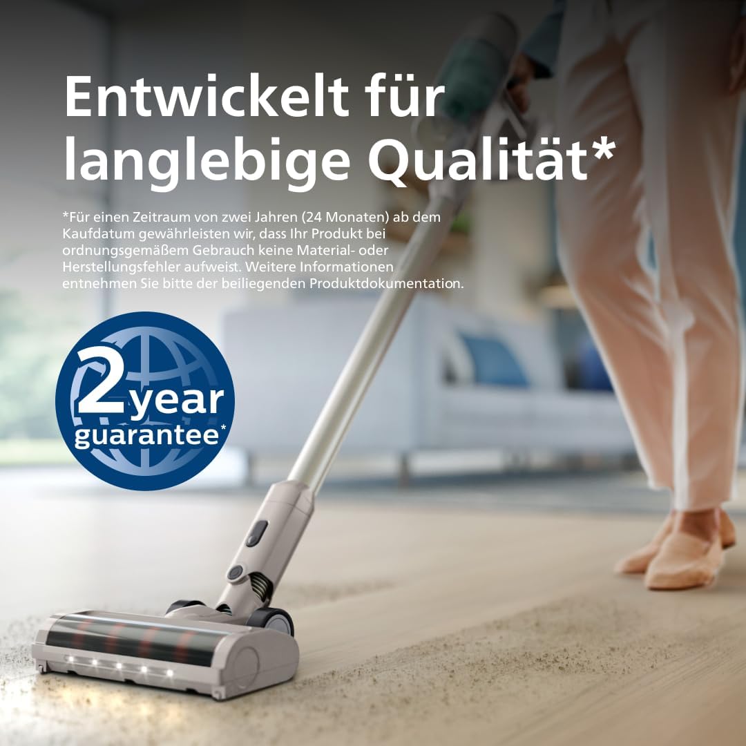Philips Akku-Staubsauger 2000 Serie. Starke Saugkraft auf Hartböden, 40min Laufzeit, LED-Düse, austa
