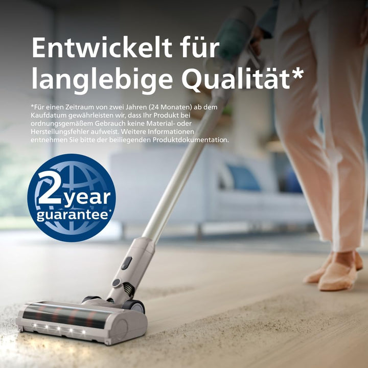 Philips Akku-Staubsauger 2000 Serie. Starke Saugkraft auf Hartböden, 40min Laufzeit, LED-Düse, austa