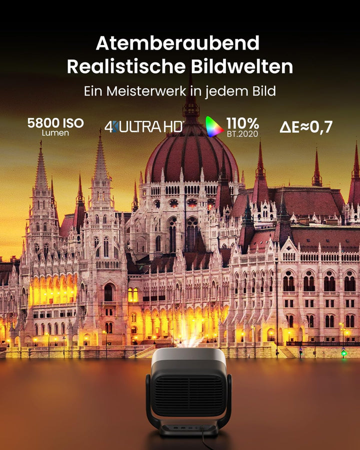 JMGO N3 Ultimate 4K Beamer Triple Laser Heimkino, 5800 ISO Lumen, Google TV mit Netflix, Lens Shift,