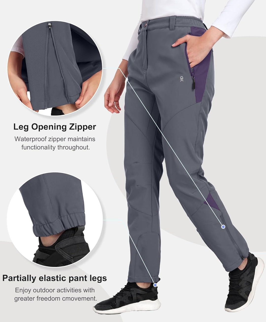 Little Donkey Andy Damen Winter Wanderhose Skihose Trekkinghose Snowboardhose, Softshell-Hose, Fleec