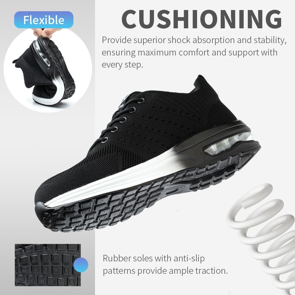 Nasogetch Sicherheitsschuhe Damen Herren Stahlkappenschuhe Arbeitsschuhe Sportlich Atmungsaktiv 36 E